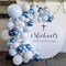 Blue Balloon Arch Kit, 124Pcs Metallic Blue White and Silver Confetti Balloons Different Size Balloons for Baby Shower Bridal Shower Birthday Wedding Bachelorette Anniversary Party Decorations